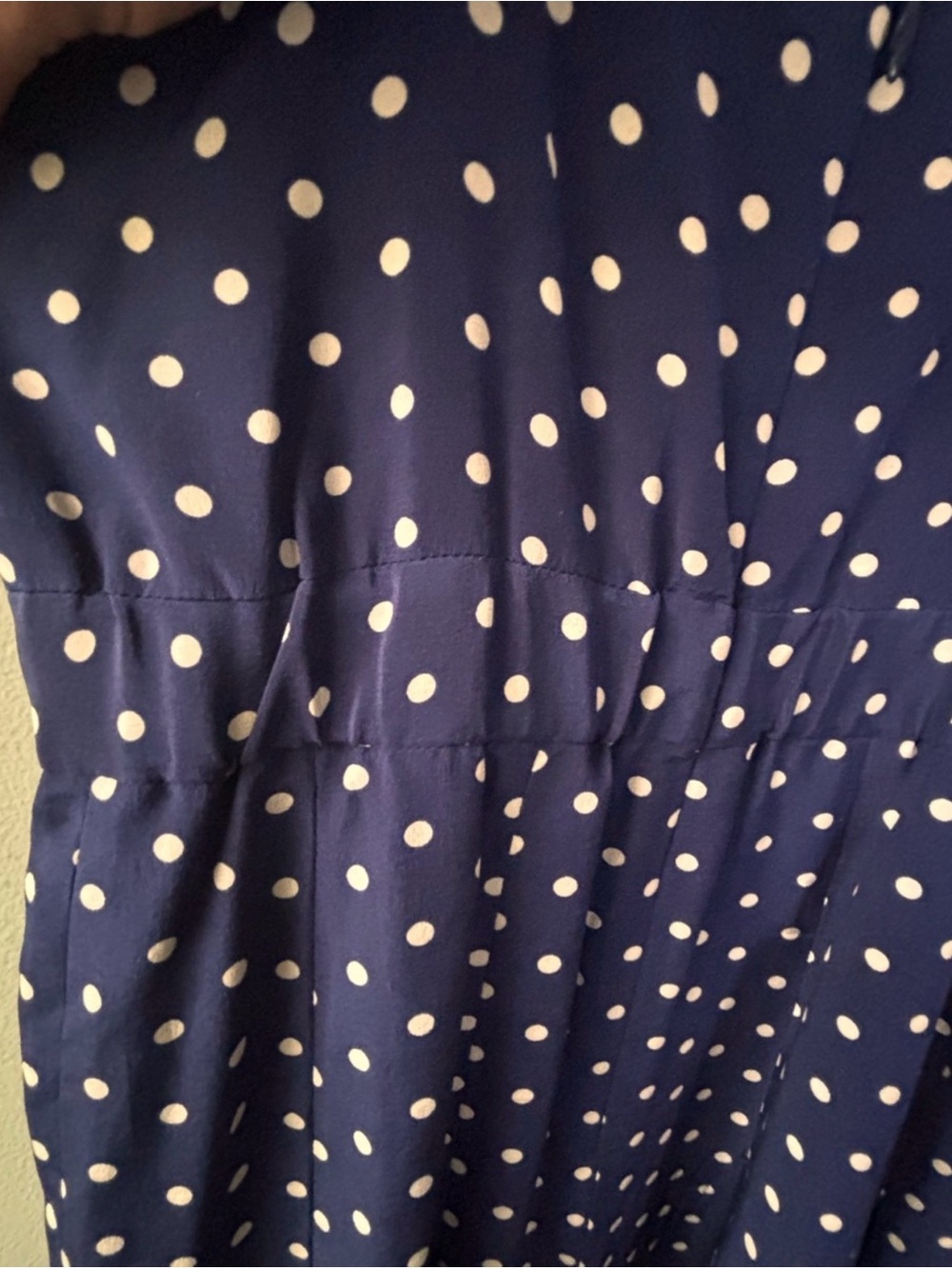J. Crew Navy Blue Polka Dot 100% Silk Midi Dress SZ 4 Relaxed Fit Coquette - Picture 7 of 14